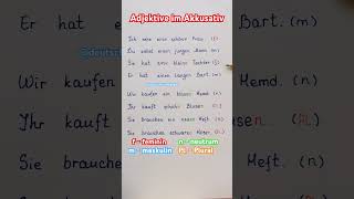 Deklination der Adjektive Akkusativ deutsch deutschlernen adjective german learngerman shorts [upl. by Trixie]