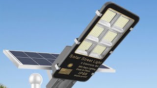 400W Solar Street Lights Outdoor Dusk to Dawn Solar Led Outdoor Light with Remote Control 6500K [upl. by Lamag211]