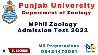 MPhilMS Zoology Admission Test Punjab University  PU MPhil Zoology Test  MPhil Zoology Test 2022 [upl. by Eissel195]