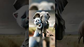 😺😿White cat and elephant 🐘cats aicat funny shortvideo family short [upl. by Saideman]