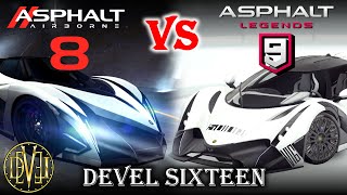 Devel Sixteen Asphalt 8 vs Asphalt 9 [upl. by Cissie75]