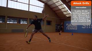 Slinger Bag Attack Drill Backhand Approach amp Volley Intermediate Pairs [upl. by Lorelie]