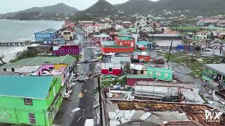 Hurricane Beryl Drone video from Carriacou Grenada after category 4 slams island [upl. by Willdon363]