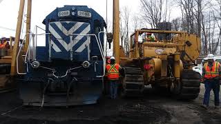 Hulcher getting into position to re rail a locomotive [upl. by Lanuk]