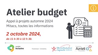 Atelier budget Appel à projet  Automne 2024 [upl. by Adlin883]