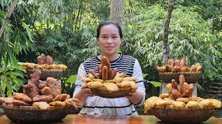 How To Make LongLasting Puffy Delicious Fried Banana Cakes In The Farm  Goes to market sell [upl. by Assital]