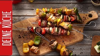 GrillSpieße  mal mit Fisch und mal mit Fleisch  REWE Deine Küche [upl. by Marna686]