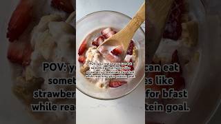 Strawberry Cheesecake Overnight Oats  Eating Bird Food cottagecheese overnightoats highprotein [upl. by Opal]