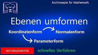 Ebenen umformen umwandeln  Koordinatenform Parameterform Normalenform [upl. by Karney327]