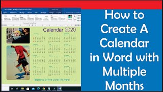 How to Create A Calendar in Word with Multiple Months  Microsoft Word Calendar Tutorial [upl. by Inaluiak]