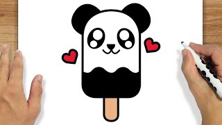 COMO DESENHAR UM PICOLÉ DE PANDA KAWAII [upl. by Baxy]