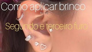 como colocar brinco na orelha perfuração de lóbulo auricular [upl. by Norrehs679]