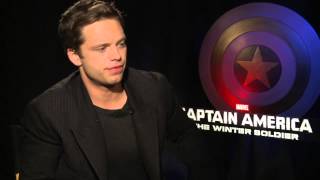 Captain America The Winter Soldier Sebastian Stan quotBucky Barnesquot Official Movie Interview [upl. by Dnalyag622]