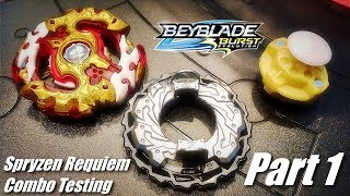 Pt 1 BEYBLADE BURST COMBO TESTING Spryzen Requiem S37BBr VS Longinus Combos [upl. by Inahpets729]