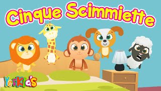 Cinque Scimmiette  Canzoni per Bambini di YesKids con i Doodles [upl. by Bradan142]