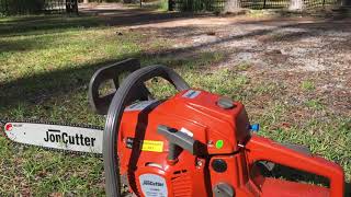 Farmertec JonCutter G5800 Chainsaw Felling and Bucking a Hybrid Pine Tree [upl. by Enttirb328]