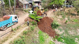 Perfect Start Project  Bulldozer D31p And Small Dump Trucks Pour Land Filling The Pit [upl. by Litton47]