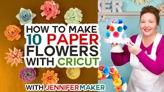 How to Make Paper Flowers in Cricut Design Space  All 10 Flowers [upl. by Kulseth349]