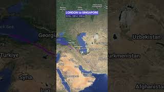 LONDON to SINGAPORE Flight Route  Time and Distance [upl. by Nooj]