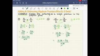 BGE Topic 20 Fractions 3 Add Subtract Fractions different denominators [upl. by Ennayt]