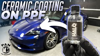 How to apply a ceramic coating on PPF paint protection film  Porsche Taycan Turbo [upl. by Chapnick]