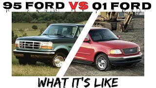 This vs that 1995 Ford F150 VS 2001 Ford F150 Straight six VS V6 Manual VS automatic [upl. by Mamie]