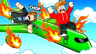 ROBLOX CHOP AND FROSTY PLAY AIRPLANE ESCAPE STORY [upl. by Eilraep]