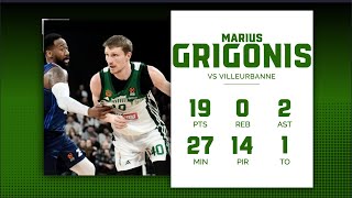 Villeurbanne  Panathinaikos 8189 Marius Grigonis  19 Points [upl. by Odnuges520]