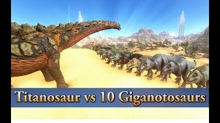 Titanosaur vs 10 Giganotosaurs  ARK Survival Evolved  Cantex [upl. by Annirak969]