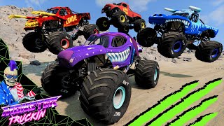 Monster Jam INSANE Racing and Crashes 4  BeamNG Drive  Steel Titans [upl. by Annaliese]