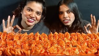 spicy chilli momos eating challenge  jhol momos eating challenge 🔥 momos eating challenge [upl. by Minny]