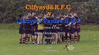 Cilfynydd RFC V Llantwit Fardre RFC 29th October 2022 Division 2 Cup [upl. by Shah]