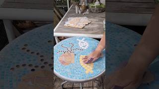 Garten Glastisch DIY Unterwasserwelt Mosaik upcycling Haftgrund Flexkleberamp Flexfugenmasse basteln [upl. by Suoivatco729]