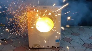 FIREWORKS inside Candy washing machine [upl. by Einttirb]