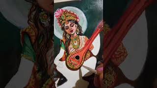 maa saraswati acrylic painting art acrylicpaiting drawing painting shorts ytshorts [upl. by Adierf]