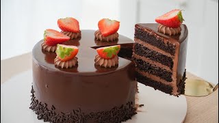 Chocolate Cake With Chocolate Ganache Glaze [upl. by Popper232]