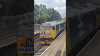 50049 Defiance amp 50007 Hercules with the Grampian Highlander Passing Cramlington Railway Station [upl. by Harms120]