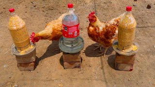 COMO HACER COMEDERO Y BEBEDERO PARA POLLOS POLLITOS Y GALLINAS con botellas de plástico Reciclado [upl. by Dyann937]