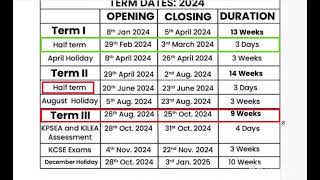 2024 OFFICIAL SCHOOL CALENDAR2024 term one to Three [upl. by Sirtimed]