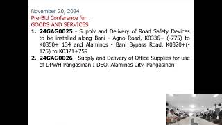 Procurement Livestream for DPWH Pangasinan 1st DEO on November 20 2024 [upl. by Elinad126]