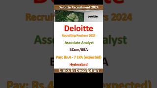 Deloitte Fresher Hiring 2024  Associate Analyst  Hyderabad  Fresher Jobs  IT Jobs [upl. by Siloa]