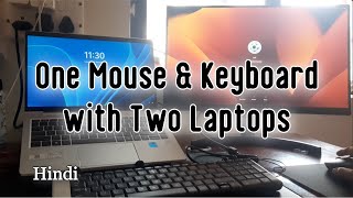 How to use one mouse and keyboard with two laptops  Mac  Windows  Barrier  Hindi [upl. by Eelrebmik]