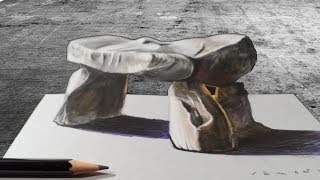 STONE ILLUSION  How to Draw 3D Dolmen  Trick Art on Paper [upl. by Arretahs74]