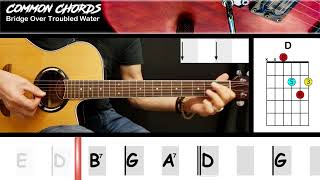 Bridge Over Troubled Waters  Simon amp Garfunkel  EASY GUITAR  Common Chords [upl. by Akiras380]