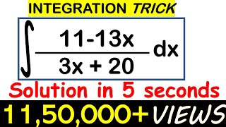 INTEGRATION SHORTCUTSOLVE LINEARLINEAR FORM IN 5 SECONDSJEEEAMCETNDA TRICKS [upl. by Alaehcim]