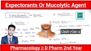 Expectorants And Mucolytic Agents  U7 lec2  Pharmacology  D Pharm2nd Year Hindi [upl. by Lisa869]