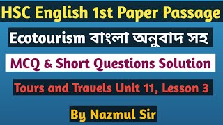 HSC English 1st Paper Ecotourism Passage Unit 11 Lesson 3 Ecotourism Passage বাংলা অনুবাদ সহ [upl. by Marjory]