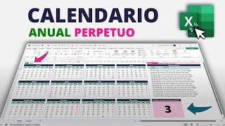 CALENDARIO Anual PERPETUO en Excel Automatizado con Eventos [upl. by Ez]