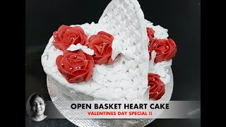 Easy Basket heartcakeValentines day cakeBasket cakeChocolate sponge cakeChocolate cakeLove cake [upl. by Inhsor]