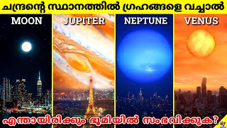 What If We Replace Moon With Planets In The Solar System  Space Facts Malayalam  47 ARENA [upl. by Eeldarb]